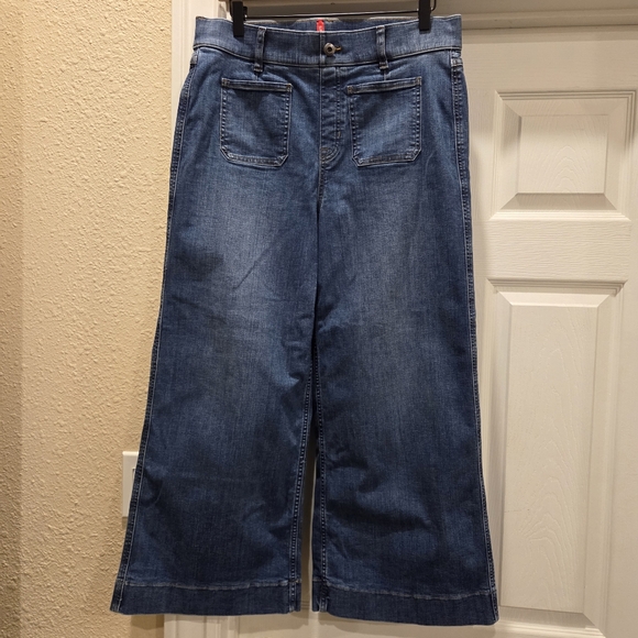 SPANX Denim - Spanx Wide-Leg Crop Jeans, Size L